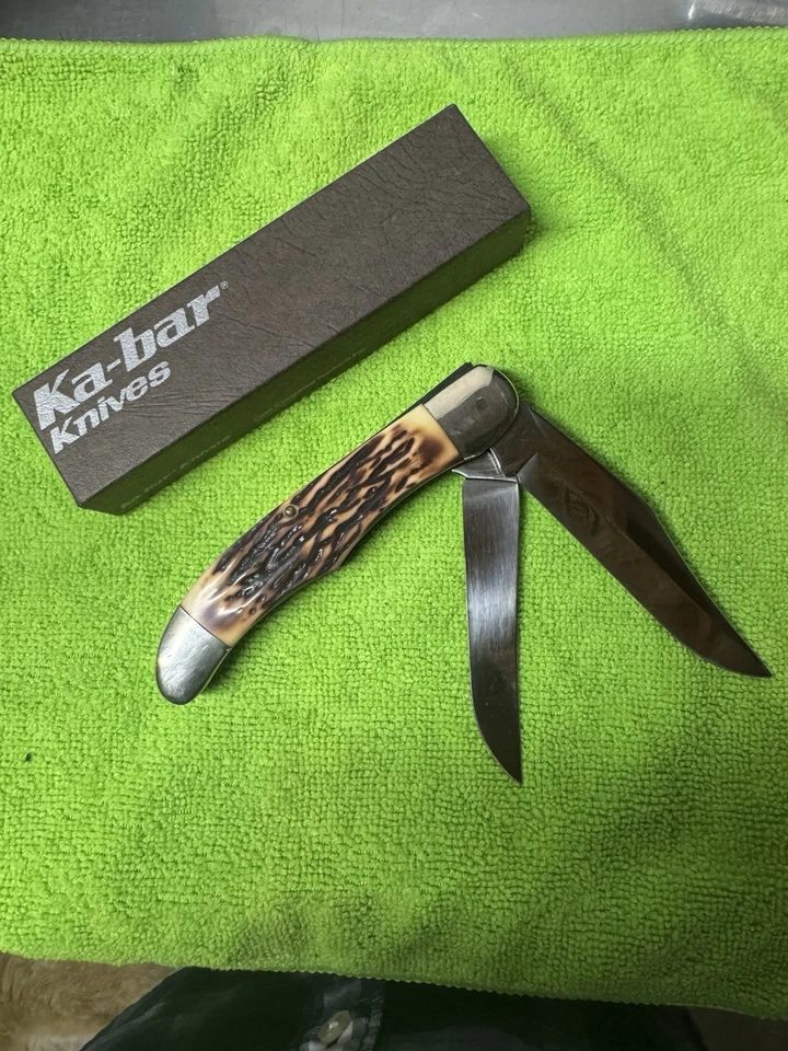 Cazador plegable vintage KABAR 1184 Staglon Foto 2 de 3