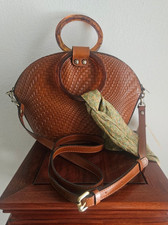 NWT Patricia Nash Brown Italian Leather Basket Weave Women's Handbag Purse 219