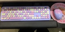 Mofii Sweet Wireless Keyboard and Mouse Combo Set, Purple Colorful