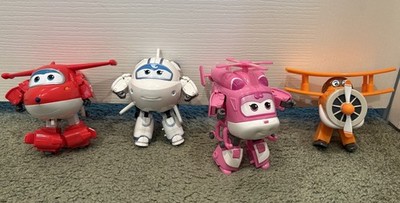 Super Wings Jett Dizzy Astra Grand Albert 4pc Transforming Airplane Toys
