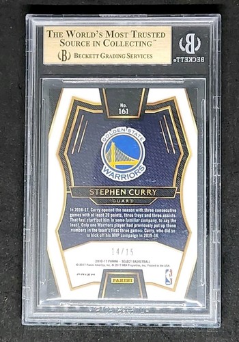 Steph Curry 2016-17 Select National Conv Prizms Pink /15 Short Print BGS 9.5 Gem - Picture 2 of 2