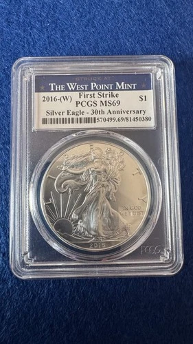 MS69 2016-(W) American Silver Eagle First Strike Eagle 30th Anniversary PCGS