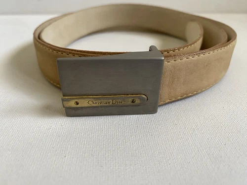 Ceinture homme Christian Dior VINTAGE cuir souple crème taille 38