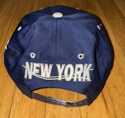 Vintage New York Yankees Wave Hat Snapback MLB Baseball Blue Gray The G Cap - Picture 4 of 6