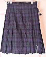 Laura Ashley Womens Tartan Kilt Dark Blue Dark Green Plaid Wool Skirt Size 6