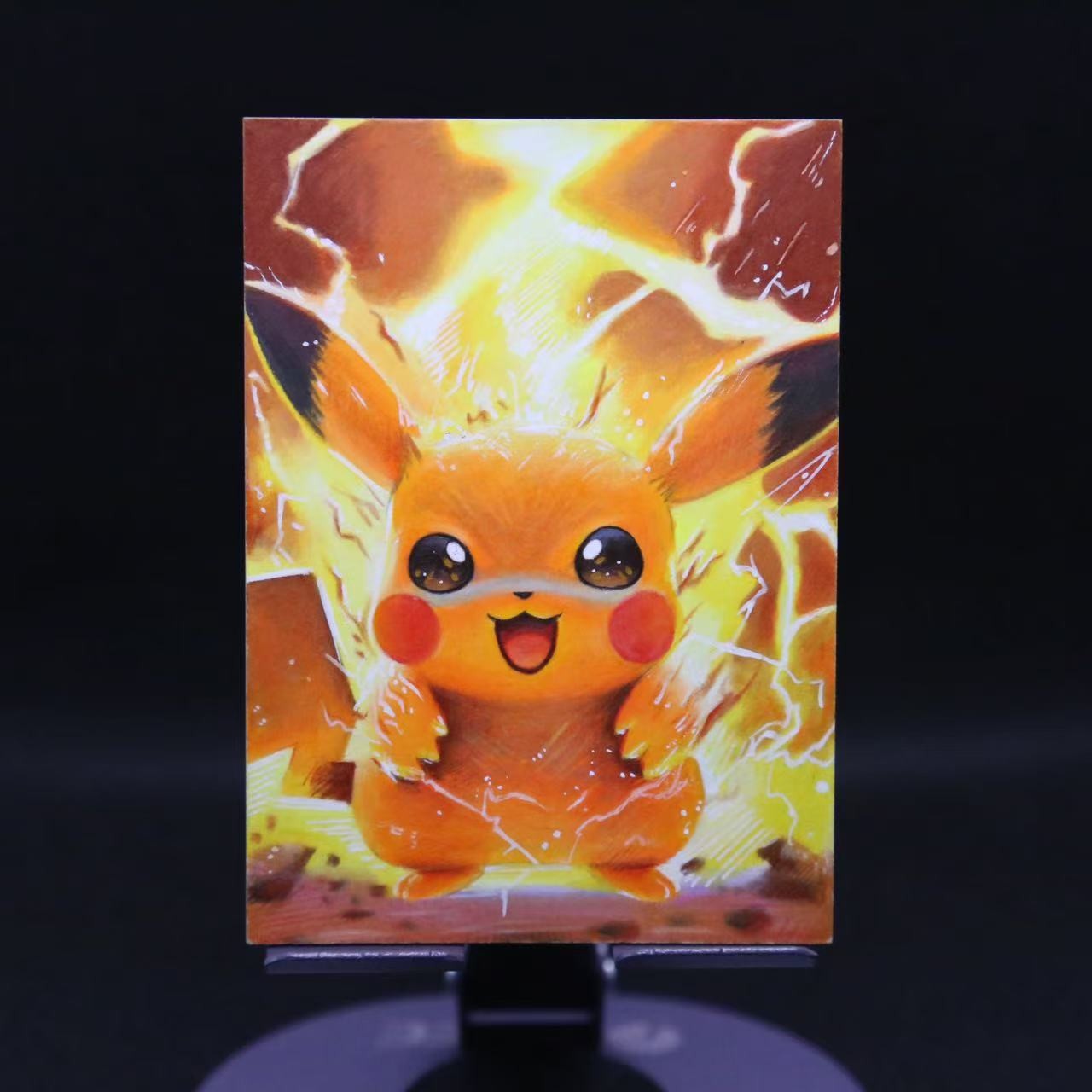 Pikachu Thunderbolt Pokemon 1/1 Hand Drawn Sketch Card By YinShou