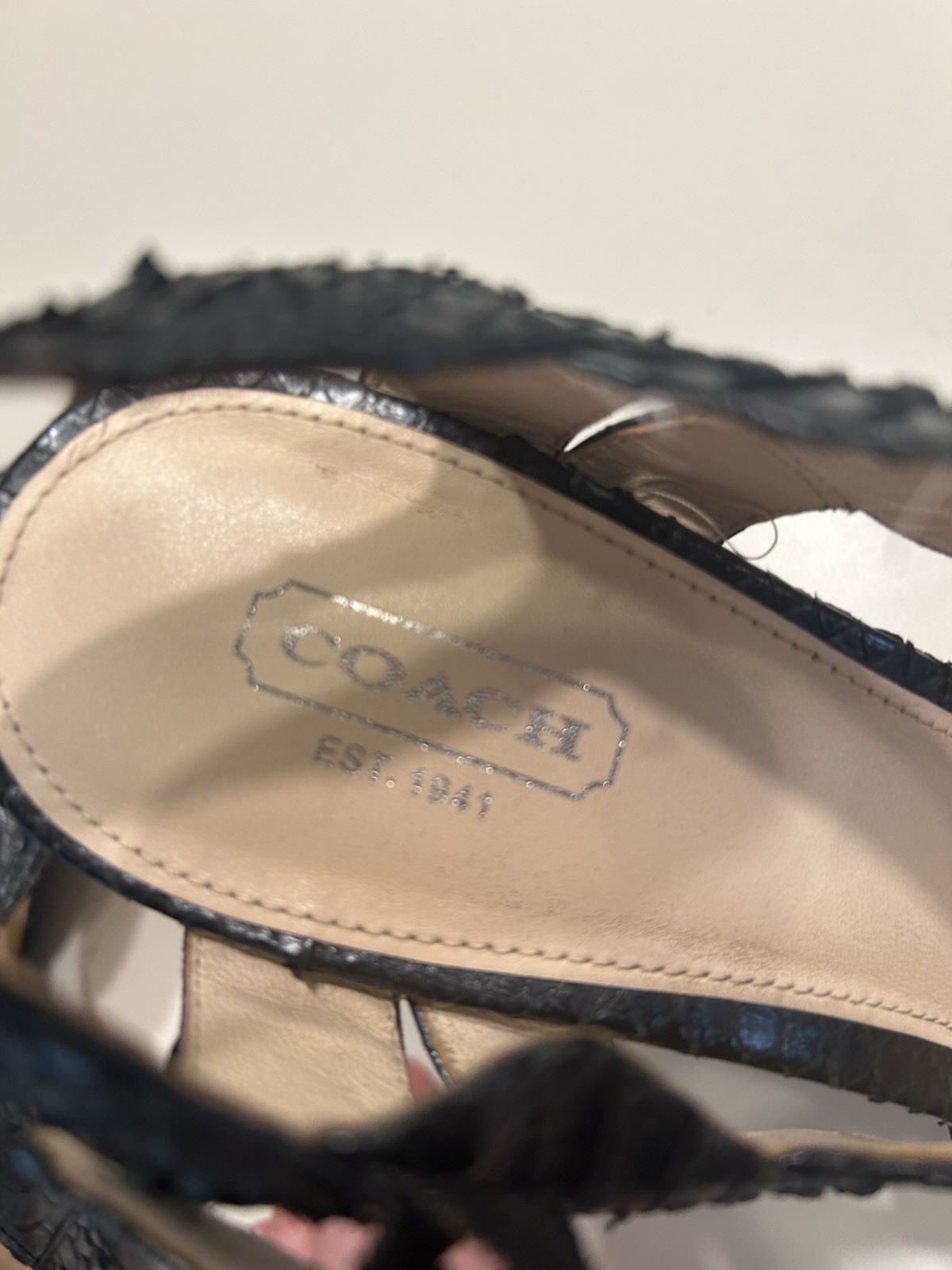 Vintage Coach Python Tamara Strappy Platform Sand… - image 4