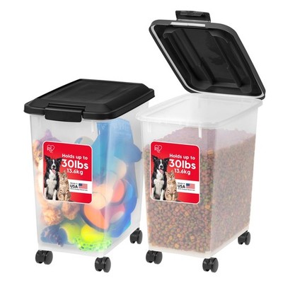 IRIS USA Dog Food Storage Container, 2 Pack, Up to 30 30 lbs - 2 Black