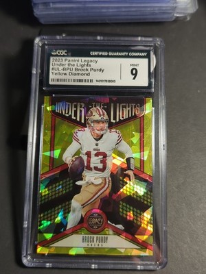RARE 2023 Panini Legacy Under the Lights Brock Purdy #UL-BPU Yellow Diamond /25 