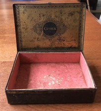 1930s VINTAGE “CUTEX FIVE MINUTE SET” COSMETICS TIN METAL EMPTY