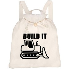 'Construction Vehicle Build' Canvas Rucksack / Backpack (RK00041658)