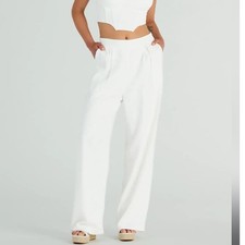NWT Windsor Trendy Treasure Linen Wide-LegPants Ivory Sz M