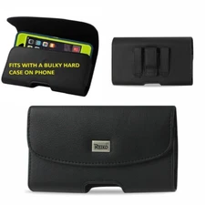 Reiko XL BELT CLIP LEATHER POUCH HOLSTER FIT HARD CASE ON iPhone 7 PLUS 8 PLUS 