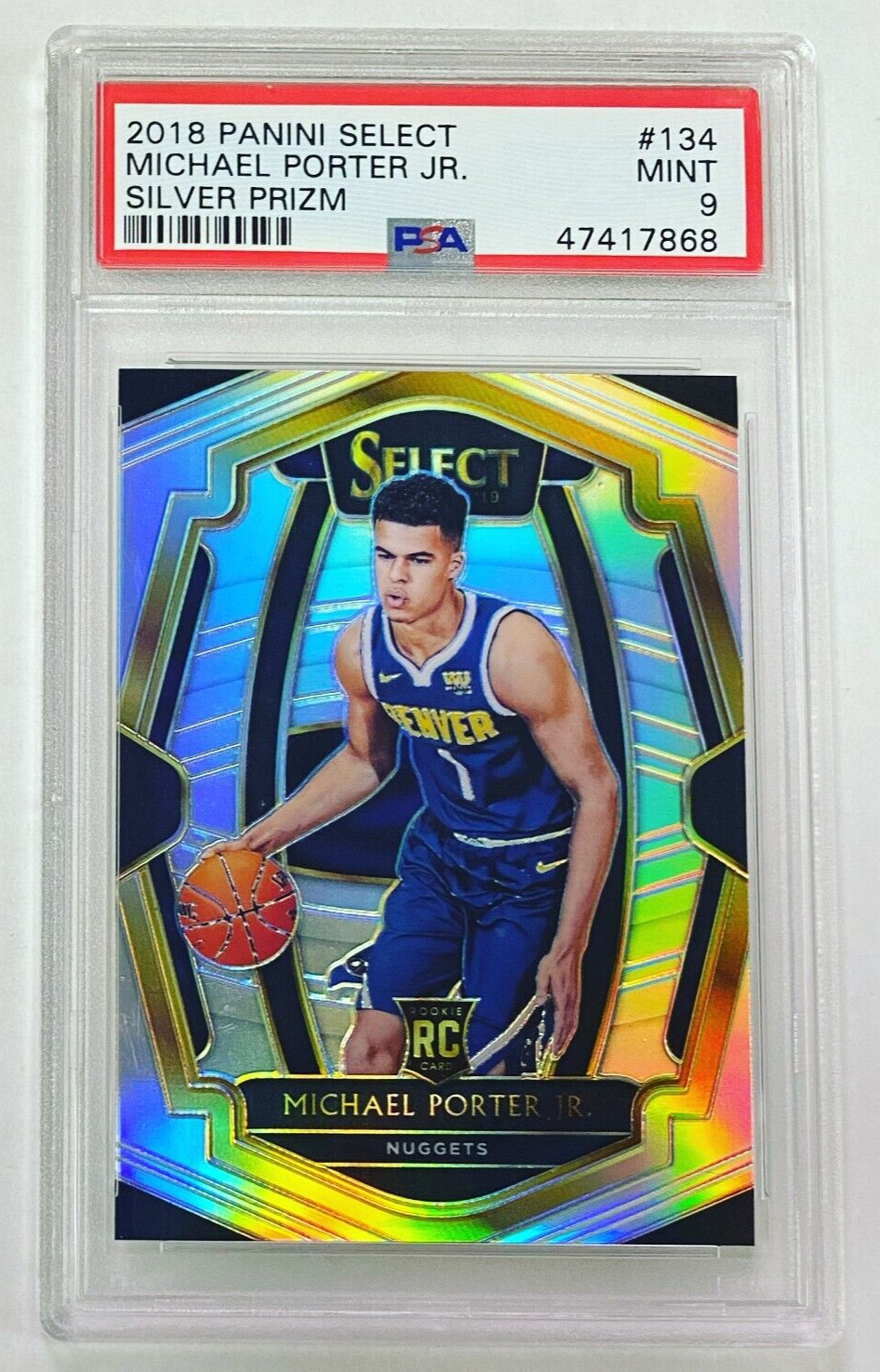 2018-19 Select Michael Porter Jr. Premier Level Silver Prizm PSA 9 Rookie #134