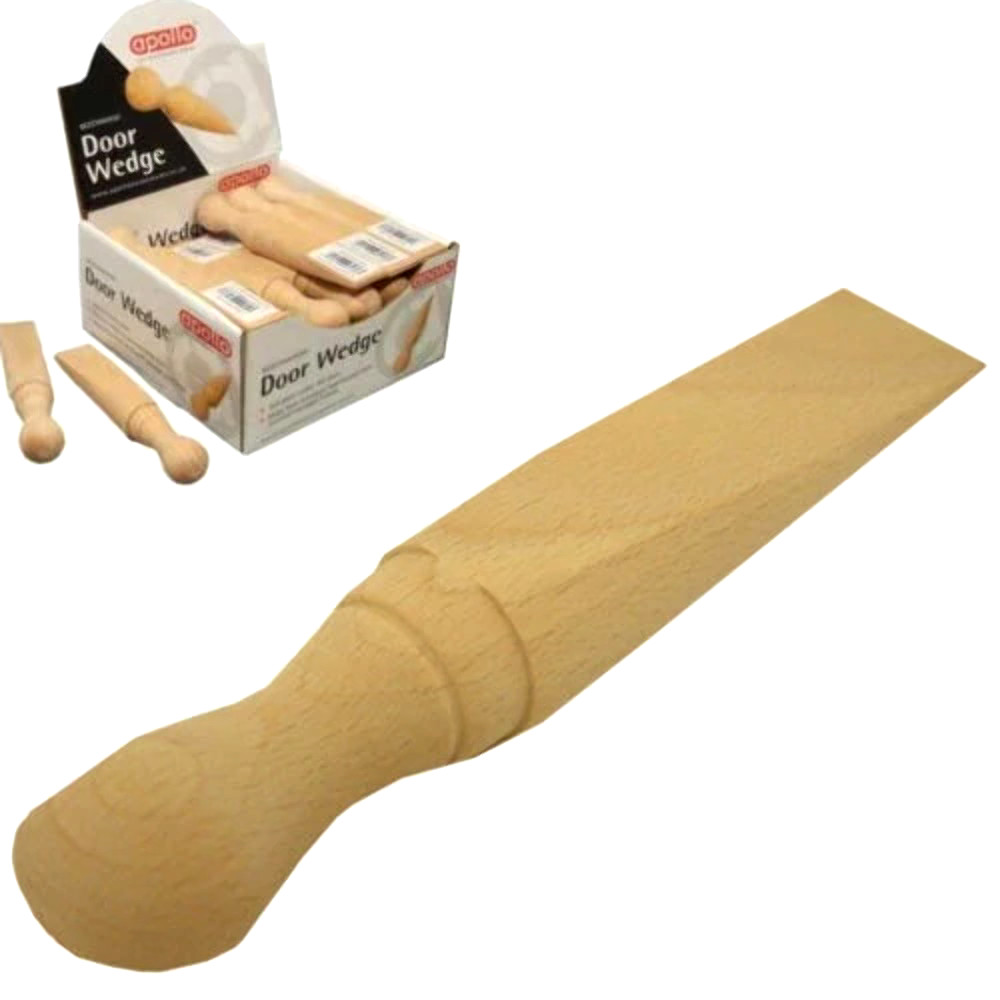 Door Stop Wood Stopper 1x Apollo Traditional Beech Wedge
