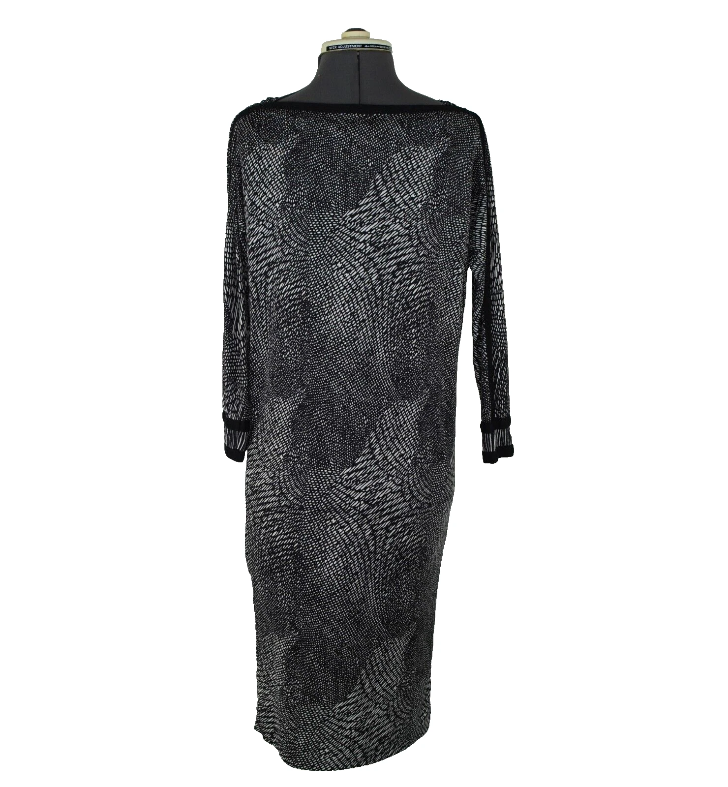 Abito tubino Tory Burch in jersey di seta collo cappuccio tg small nero bianco maniche a 3 4