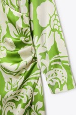 BNWT size M 12 Zara Midi Dress Mock Wrap Ecru  Green satin