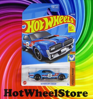 2022  Hot Wheels   Blue   '68 MERCURY COUGAR    Card #236   HW49-100722