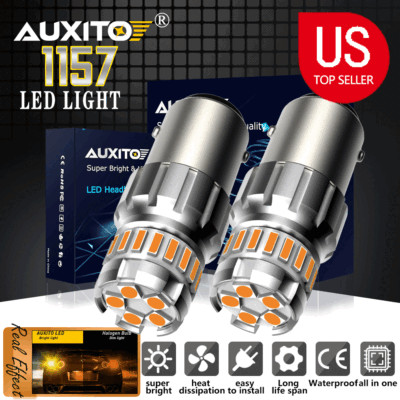 AUXITO 1157 CANBUS Amber Yellow LED Turn Signal Indicator Parking Light Bulbs OD