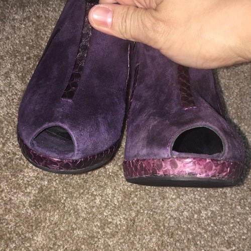 Jil Sander Peep Toe Low Ankle Booties Womens EUR 36.5 US 6 Purple Suede Zipper - Picture 7 of 8