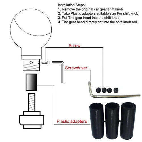 6 Speed Universal Vehicle Car Leather Manual Auto Shifter Shift Knob Lever Black - Picture 8 of 8