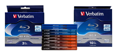 lot of 22 blank Blu-rays Verbatim, TDX, Memorex, BD-R, BD-R DL, BD-RE NEW