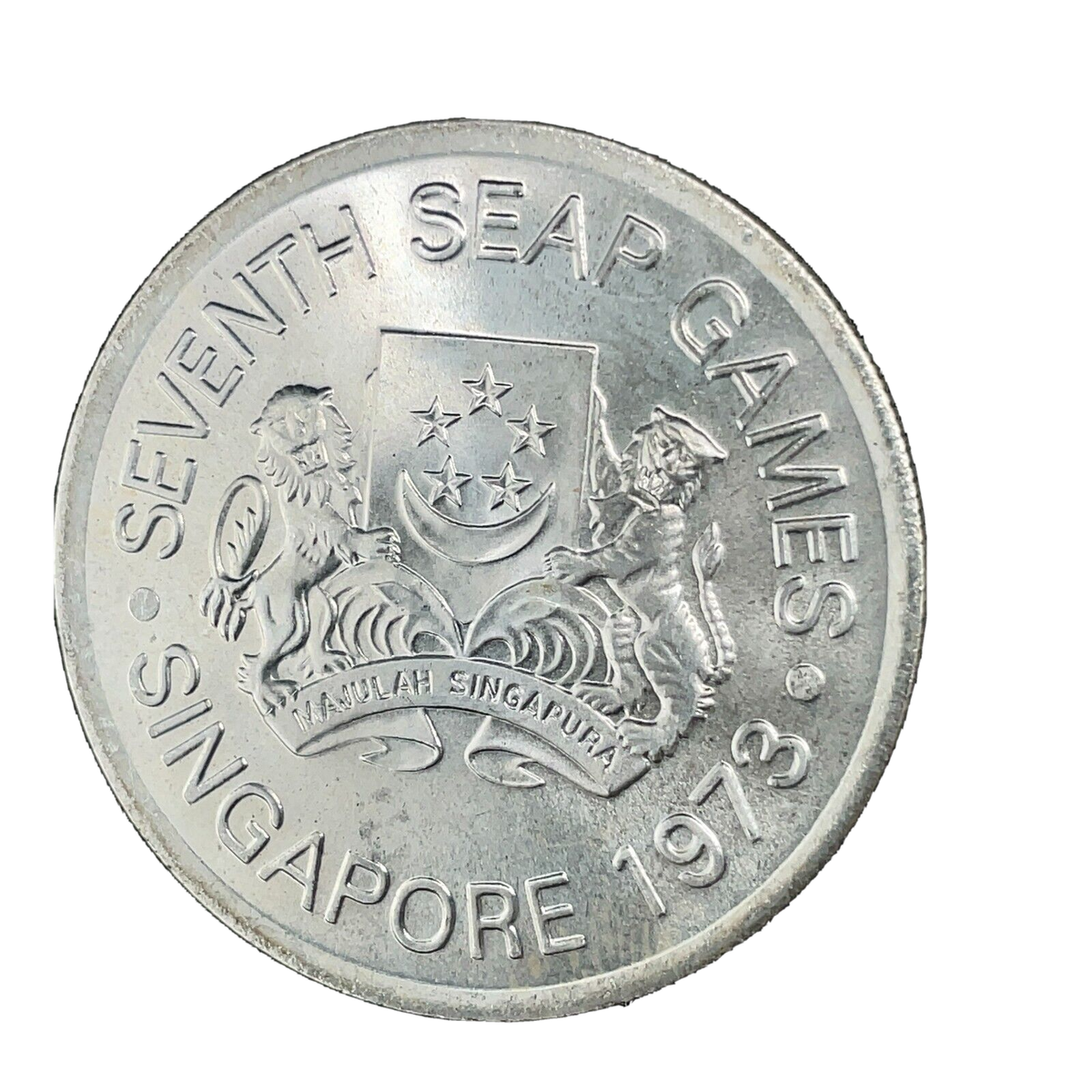 1973 Singapore 7th SEAP Games 5 Dollars .500 Silver Coin BU UNC