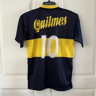 Quilmes CABJ Boca Juniors Argentina Jersey Adult Large Blue Yellow #10 Men