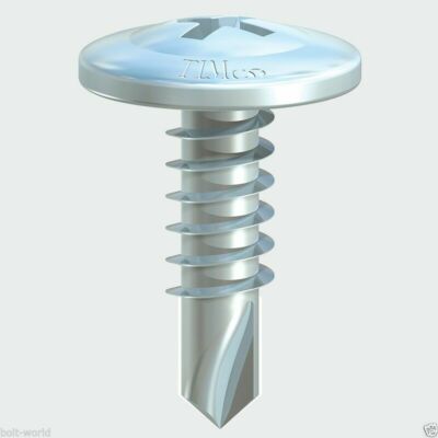 100, WAFERKOPF SELBSTBOHRENDE TEK SCHRAUBE ZINK 4,2, 13,5 mm 16 mm 19 mm & 25 mm (FWS)