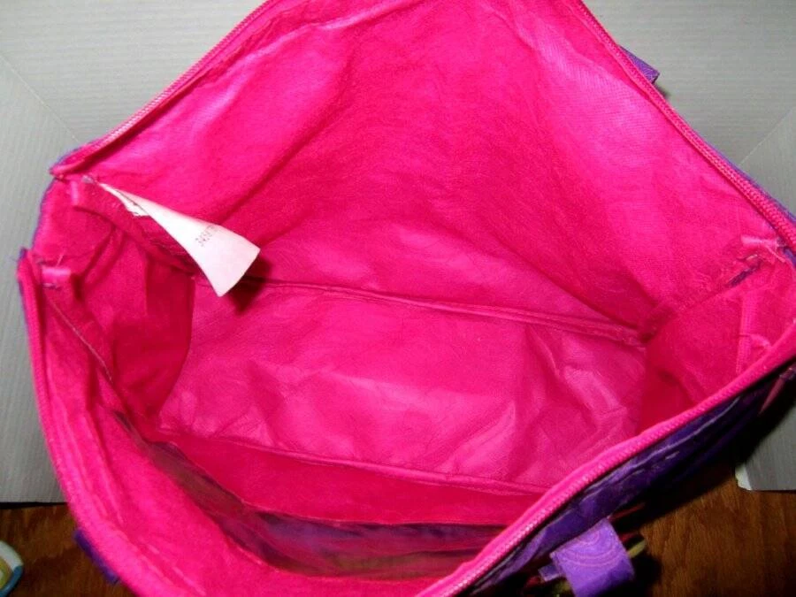 GMA Bratz Purple Pink Vinyl Zip across Tote bag straps Large 14.5