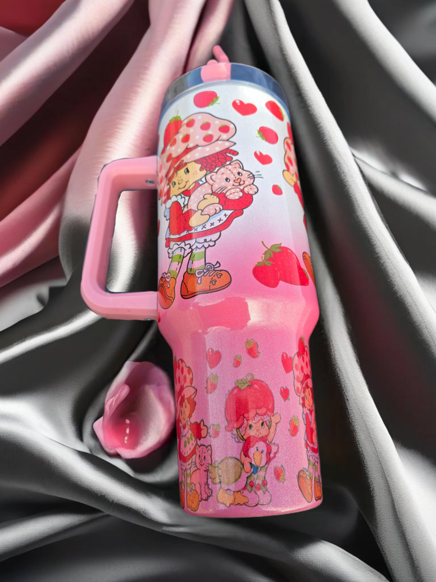 Strawberry Shortcake Tumbler 40oz Shimmer Pink Gradient | eBay
