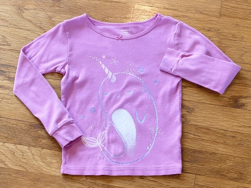 NARWHAL Girl’s CARTER’S Long Sleeved T-Shirt~Size 6~PINK 100% Cotton Pre-Owned