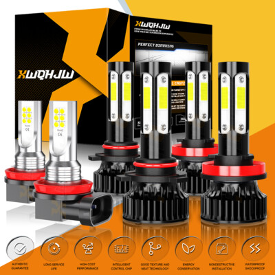 6X Combo LED Headlight + Fog Lamp Bulbs 6000K For Jeep Grand Cherokee 2014-2018