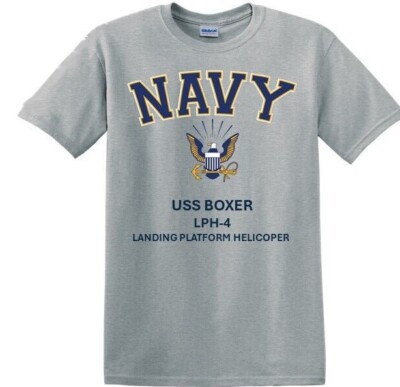USS BOXER  LPH-4* AMPHIBIOUS *NAVY EAGLE*SHIRT. OFFICIALLY LICENSED