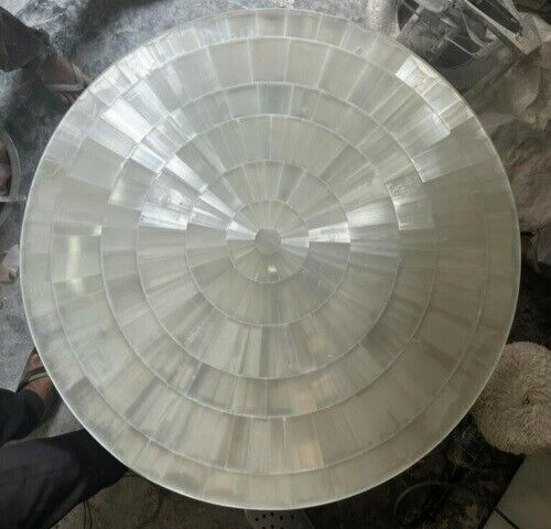 Round Stunning Selenite Stone Coffee Table Handmade Furniture Console Bar Decors - Picture 7 of 8
