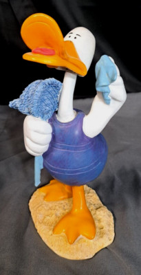 Bobble Head Duck Figurine Decor Unbranded Rare 7.5''x5'' Blue White Video