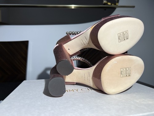 JIMMY CHOO Rosewood Crystal-Embellished Santina Sandals 37 UK 4 RRP £850 NEW - Picture 11 of 22