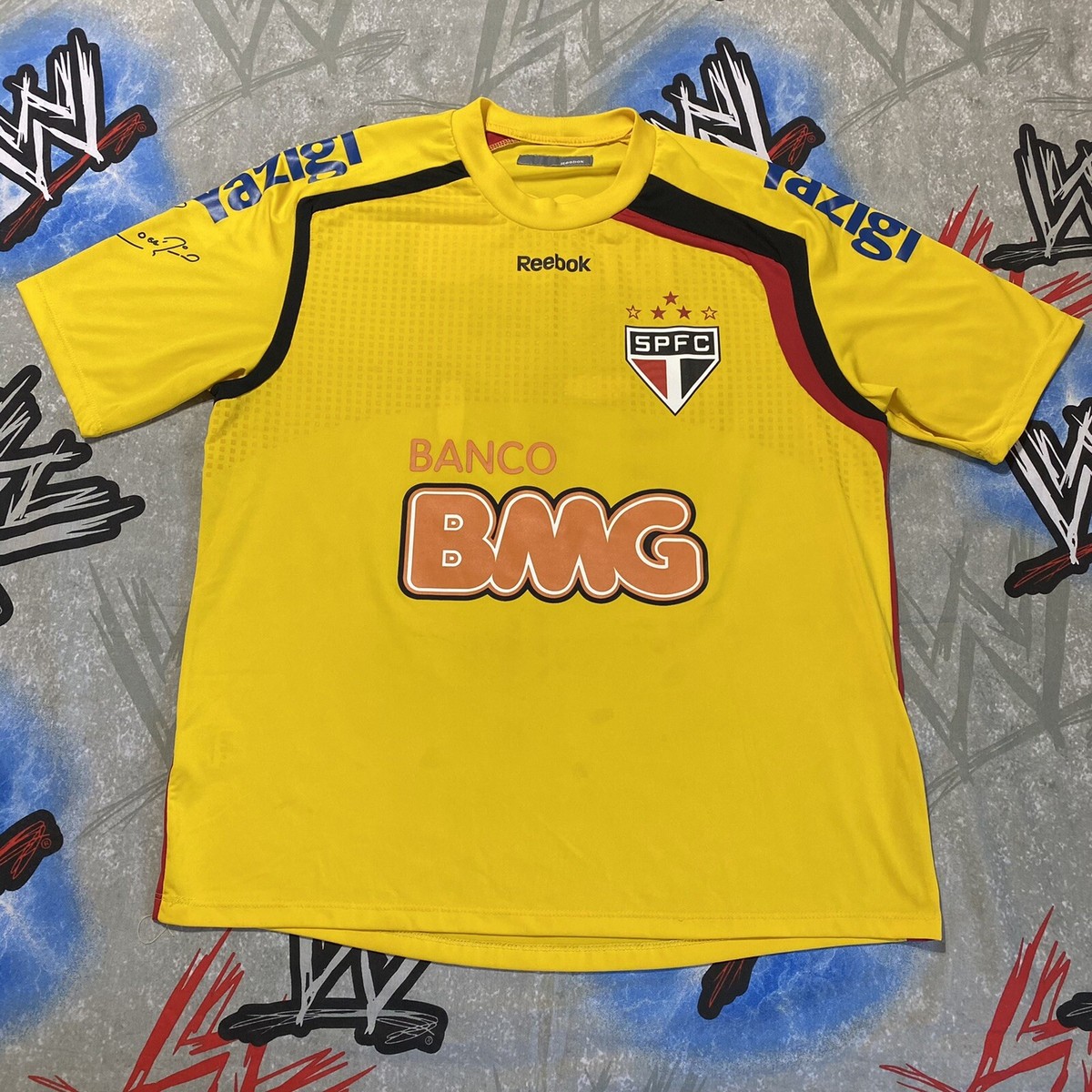 Rogério Ceni #01 Sao Paulo FC Reebok Jersey XL Banco BMG Yellow