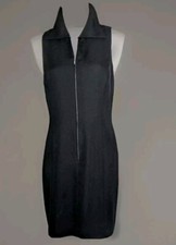 Ann Taylor Black Dress Womens 4 Classic Fitted Collared Lined Sleeveless V Neck