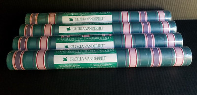 4 Gloria Vanderbilt Dbl Roll Wallpr Green Blue Burgundy White Pink Purple Stripe