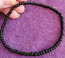 Anklet Black Ebony Midnight Bead Beaded - Beauty Energy Breath Unique 10 1/2"