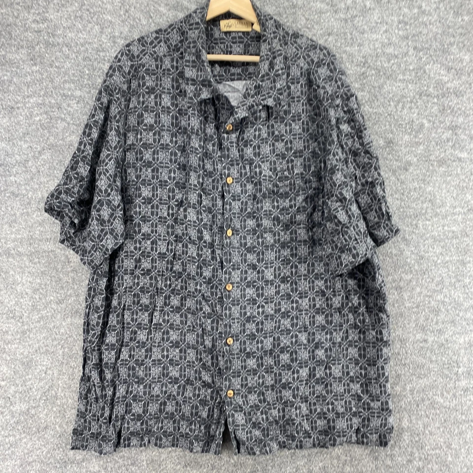 Unbranded Shirt Men 2XL Black Geometric Button Up Silk Casual Classics Collared - Image 4 of 4