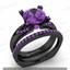 2.40 CT Purple Amethyst Bridal Wedding Ring Set 14K Real