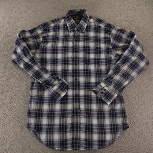 Bullock & Jones Shirt Mens M Blue Check 100% Cotton Button Up Long Sleeve - Picture 2 of 10