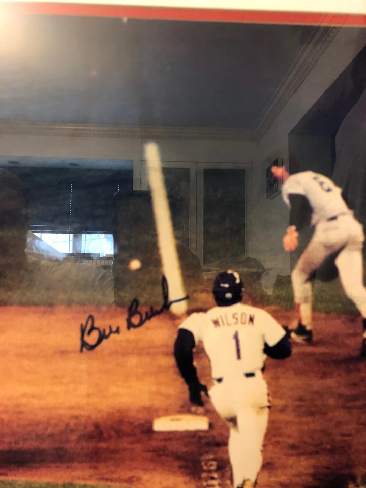 Mookie Wilson & Bill Buckner - Autographed  20x16 Framed Photo STEINER COA - Image 3 of 4