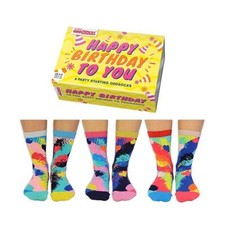 United Oddsocks Box Of 6 Ladies Odd Socks Women Happy Birthday To You UK 4-8