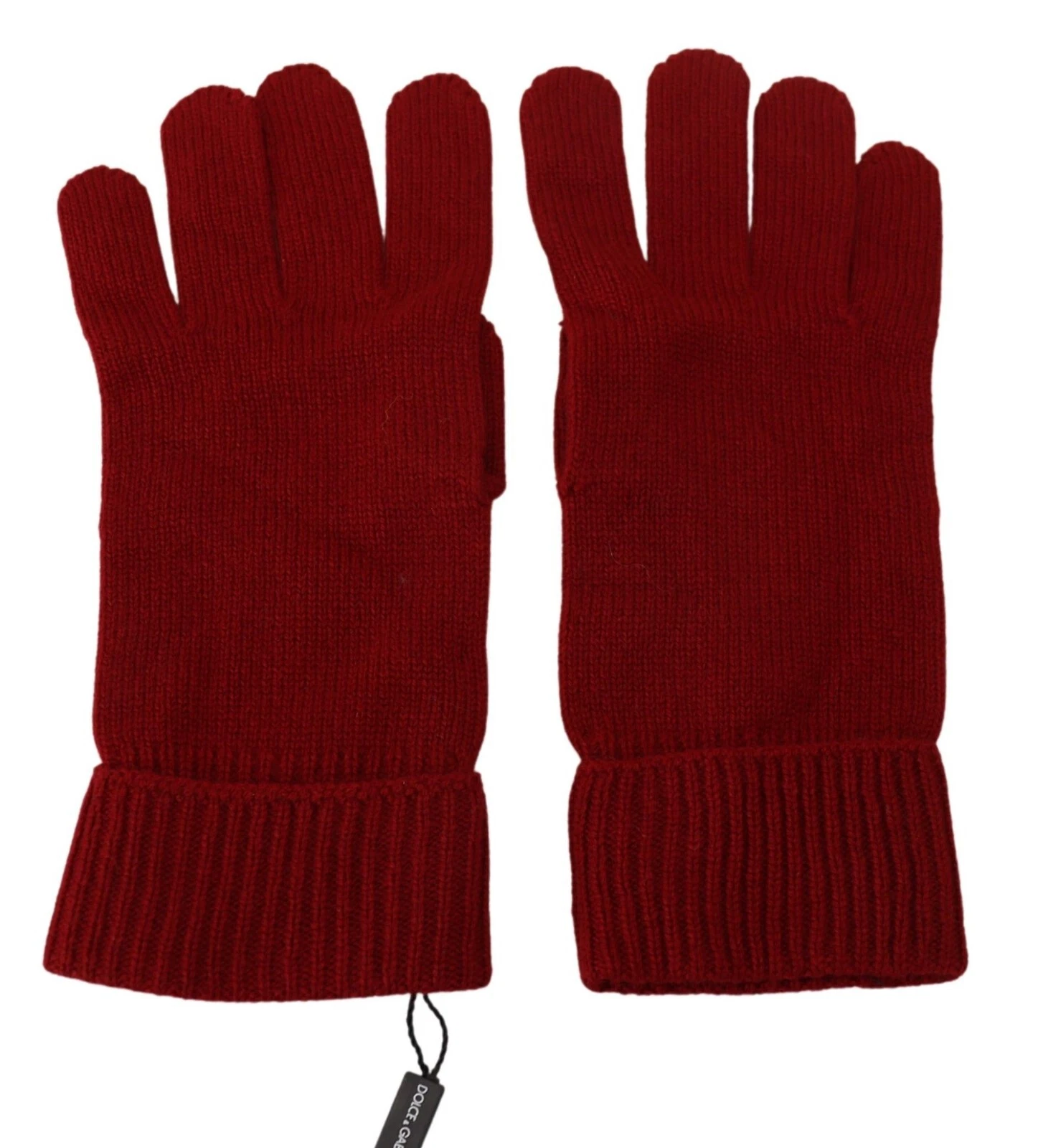 DOLCE & GABBANA Gloves Men Red 100% Cashmere Knit Hands Mitten s. 9 / M 450usd