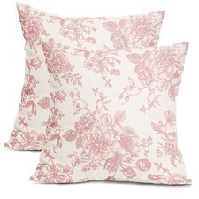 and Cream Floral Pillow Covers 18x18 Inch Set of 2 18" x 18" Pack of 2 Pink