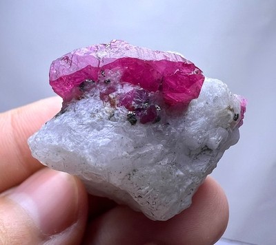169 CT. Pinkish Red Ruby Doubly Terminated Crystal On Matrix - Jagdalek,  AFG