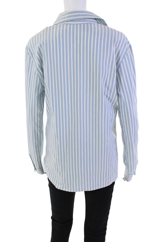 Camisa Barneys New York Mujer Algodón Rayas Cuello en V Cuello Azul Talla M Foto 3 de 4